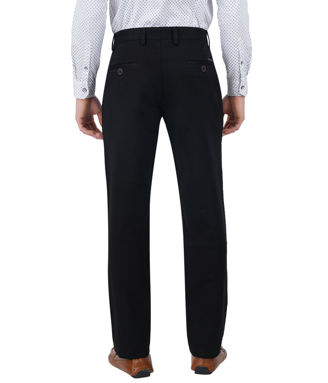 Living Legend Men Raisin Black Twill slim fit Mid Rise Casual Trouser
