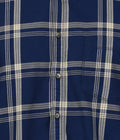 Living Legend Men Navy Beige Checked Cotton Slim Fit Full Sleeve Casual Shirt