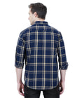 Living Legend Men Navy Beige Checked Cotton Slim Fit Full Sleeve Casual Shirt