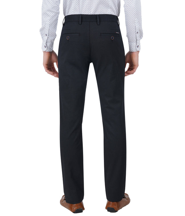 Living Legend Men Black Bean Printed Slim fit Low Rise Stretch Casual Trouser