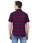 Living Legend Men Red Navy Checked Cotton Slim Fit Half Sleeve Casual Shirt