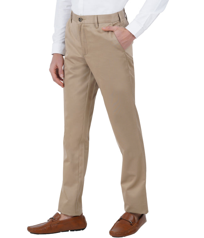 Living Legend Men Tan Twill slim fit Mid Rise Casual Trouser