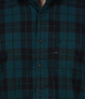 Living Legend Men Green Black Checked Cotton Slim Fit Half Sleeve Casual Shirt