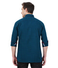 Living Legend Men Green Black Checked Cotton Slim Fit Full Sleeve Casual Shirt