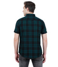 Living Legend Men Green Black Checked Cotton Slim Fit Half Sleeve Casual Shirt