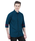 Living Legend Men Green Black Checked Cotton Slim Fit Full Sleeve Casual Shirt