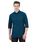 Living Legend Men Green Black Checked Cotton Slim Fit Full Sleeve Casual Shirt