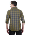Living Legend Men Olive Navy Checked Cotton Slim Fit Full Sleeve Casual Shirt