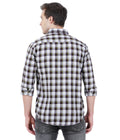 Living Legend Men White Maroon Checked Cotton Slim Fit Full Sleeve Casual Shirt