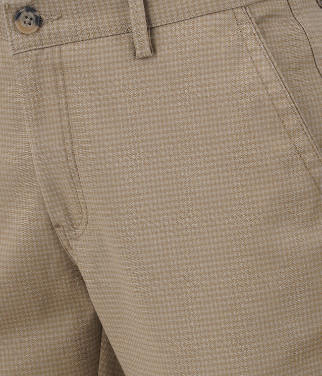 Living Legend Men Hazelnut Checks Slim fit Low Rise Stretch Casual Trouser