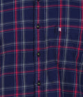 Living Legend Men Navy Red Checked Cotton Slim Fit Full Sleeve Casual Shirt