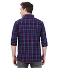 Living Legend Men Navy Red Checked Cotton Slim Fit Full Sleeve Casual Shirt