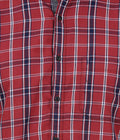 Living Legend Men Brick Red Navy Checked Cotton Slim Fit Full Sleeve Casual Shirt