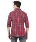 Living Legend Men Brick Red Navy Checked Cotton Slim Fit Full Sleeve Casual Shirt