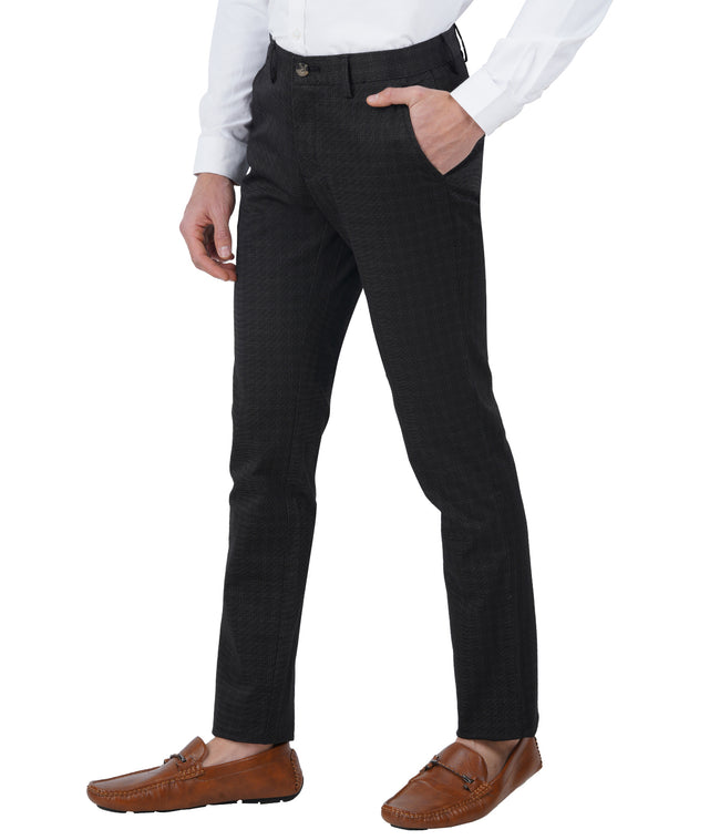Living Legend Men Liquorice checks Slim fit Low Rise Stretch Casual Trouser