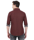 Living Legend Men Mud Brown Black Checked Cotton Slim Fit Full Sleeve Casual Shirt