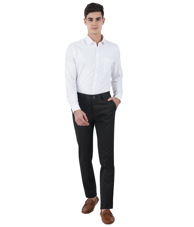 Living Legend Men Liquorice checks Slim fit Low Rise Stretch Casual Trouser