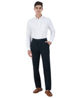 Living Legend Men Pilot Blue Twill slim fit Mid Rise Casual Trouser