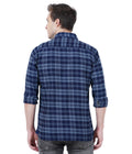Living Legend Men Grey Navy Checked Cotton Slim Fit Full Sleeve Casual Shirt