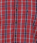 Living Legend Men Brick Red Navy Checked Cotton Slim Fit Half Sleeve Casual Shirt