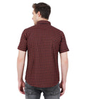 Living Legend Men Mud Brown Black Checked Cotton Slim Fit Half Sleeve Casual Shirt