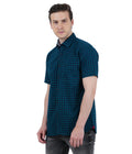 Living Legend Men Green Black Checked Cotton Slim Fit Half Sleeve Casual Shirt
