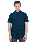 Living Legend Men Green Black Checked Cotton Slim Fit Half Sleeve Casual Shirt