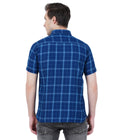 Living Legend Men Indigo Light Blue Checked Cotton Slim Fit Half Sleeve Casual Shirt