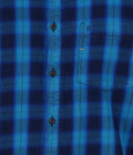 Living Legend Men Turquoise Navy Checked Cotton  Slim Fit Half Sleeve  Casual Shirt