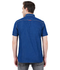 Living Legend Men Denim Dark Indigo Plain Cotton Slim Fit Half Sleeve Casual Shirt