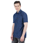 Living Legend Men Indigo Navy Printed Cotton Slim Fit Half Sleeve Casual Shirt