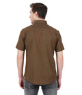Living Legend Men Olive Brown Striped Cotton Slim Fit Half Sleeve Casual Shirt