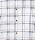 Living Legend Men White Grey Checked Cotton Slim Fit Full Sleeve Casual Shirt