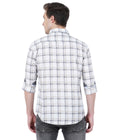 Living Legend Men White Grey Checked Cotton Slim Fit Full Sleeve Casual Shirt
