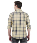 Living Legend Men Beige Black Checked Cotton Slim Fit Full Sleeve Casual Shirt