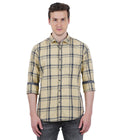 Living Legend Men Beige Black Checked Cotton Slim Fit Full Sleeve Casual Shirt