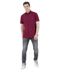 Living Legend Men Red Black Checked Cotton Slim Fit Half Sleeve Casual Shirt