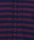 Living Legend Men Maroon Navy Striped Cotton Slim Fit Half Sleeve Casual Shirt