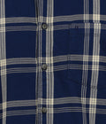 Living Legend Men Navy Beige Checked Cotton Slim Fit Half Sleeve Casual Shirt
