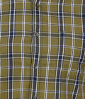 Living Legend Men Olive Navy Checked Cotton Slim Fit Half Sleeve Casual Shirt