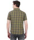 Living Legend Men Olive Navy Checked Cotton Slim Fit Half Sleeve Casual Shirt