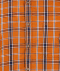Living Legend Men Mud Orange Navy Checked Cotton Slim Fit Half Sleeve Casual Shirt