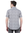 Living Legend Men Grey White Printed Cotton Slim Fit Half Sleeve Casual Shirt