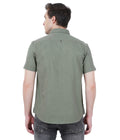 Living Legend Men Olive Plain Cotton Slim Fit Half Sleeve Casual Shirt