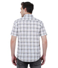 Living Legend Men White Khaki Checked Cotton Slim Fit Half Sleeve Casual Shirt