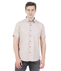 Living Legend Men Beige Plain Cotton Slim Fit Half Sleeve Casual Shirt