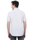 Living Legend Men White Plain Cotton Slim Fit Half Sleeve Casual Shirt