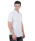 Living Legend Men White Plain Cotton Slim Fit Half Sleeve Casual Shirt