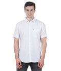 Living Legend Men White Plain Cotton Slim Fit Half Sleeve Casual Shirt