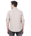 Living Legend Men Beige Plain Cotton Slim Fit Full Sleeve Casual Shirt